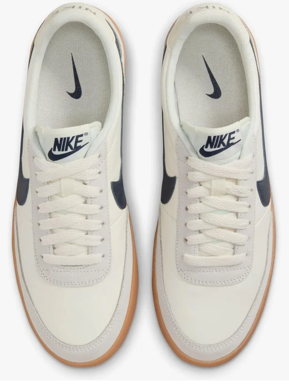 Nike Women’s Cream Sneakers with Navy Swoosh and Gum Sole